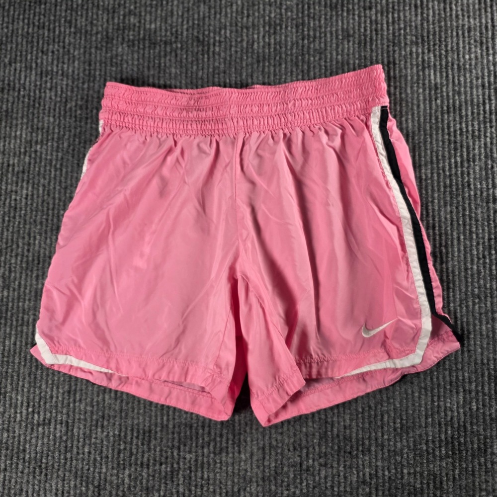 Nike‎ Dri-FIT Running Shorts Pink White Black Stripe Athletic Womens Small